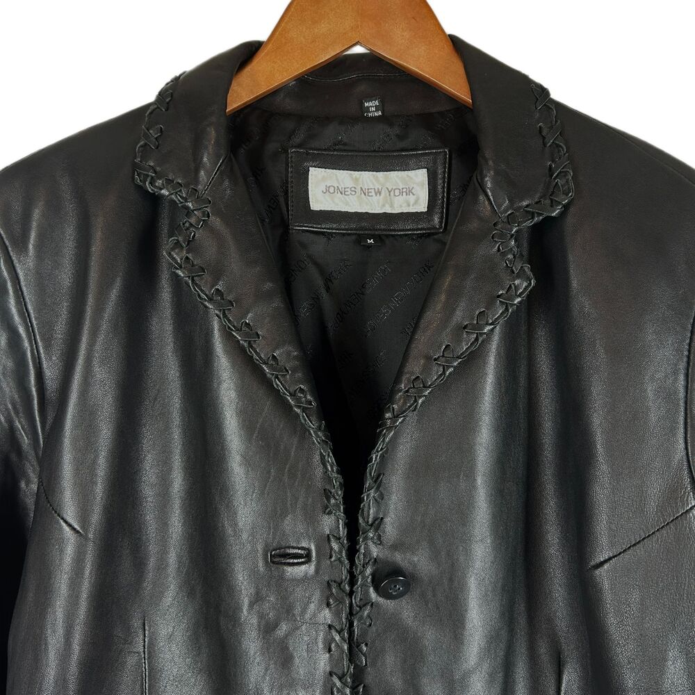 ๐ Jones New York Butter Soft Black Leather Jacket M Elegant Western Vibes - Picture 2 of 10